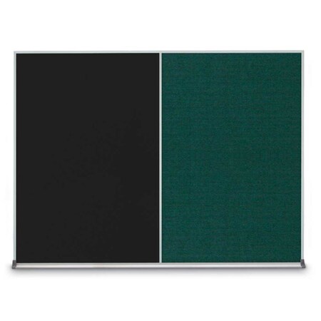 United Visual Products Triple Door Radius Corkboard, 72"X36", B UV8005-BLACK-PEARL